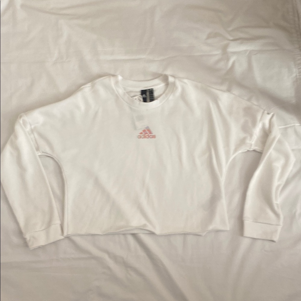 BNWT Adidas White Long Sleeve Cropped Tie Dye Crew sweatshirt